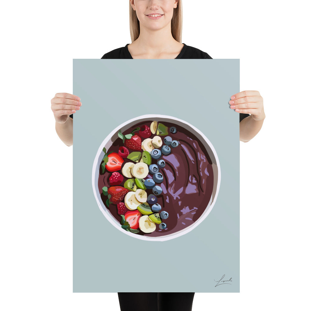 Acai Smoothie Bowl Poster - Food Art by Lagarto Art