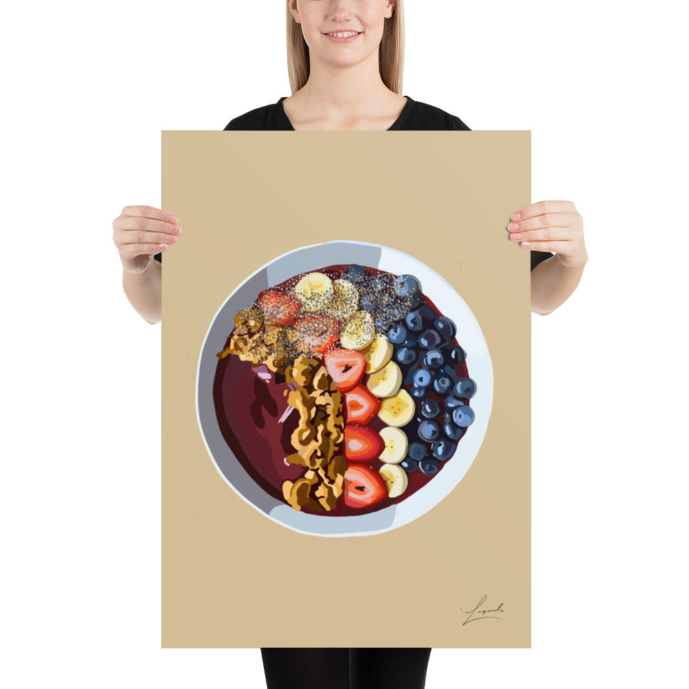 Berry Smoothie Bowl Poster - Food Art by Lagarto Art