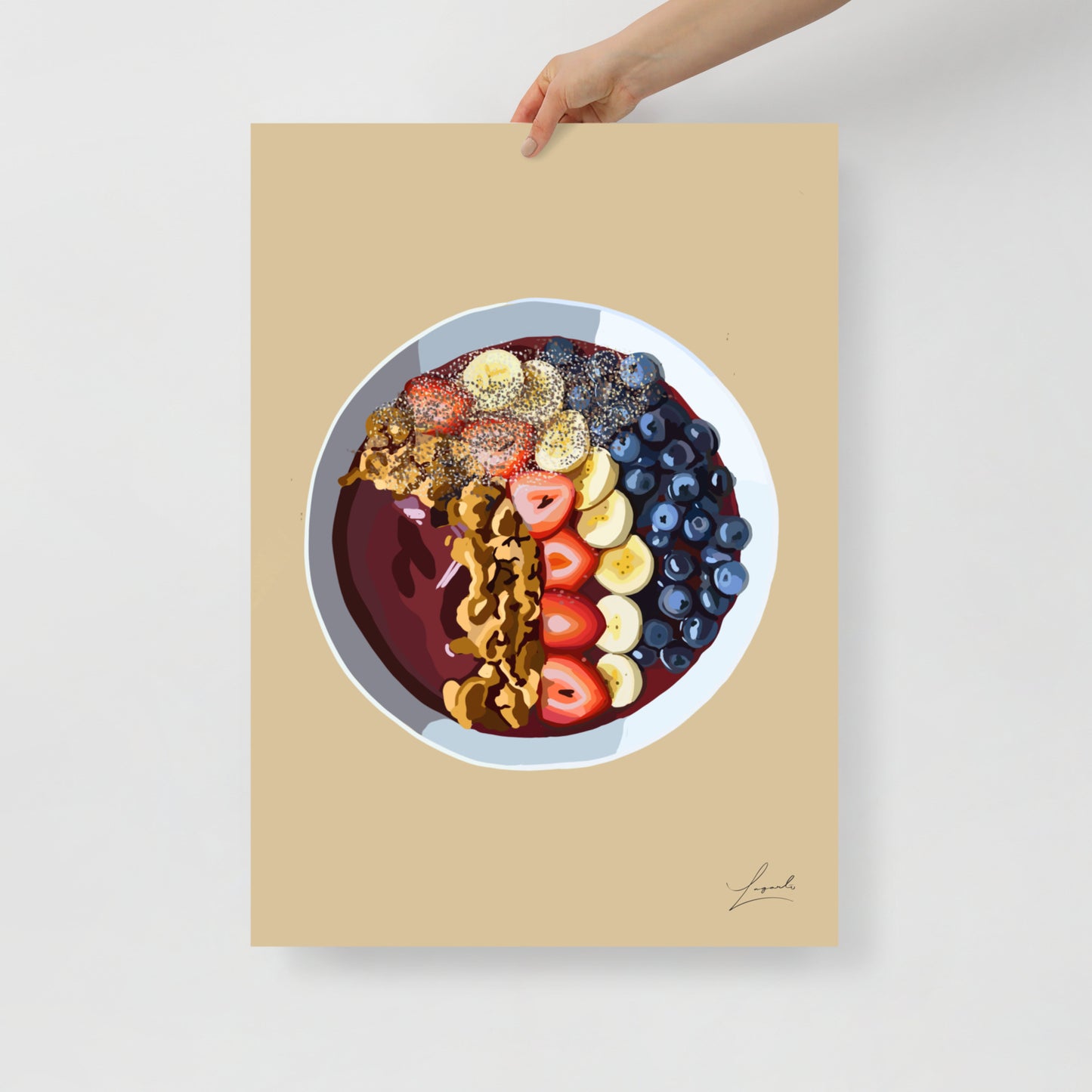 Berry Smoothie Bowl Poster - Food Art by Lagarto Art