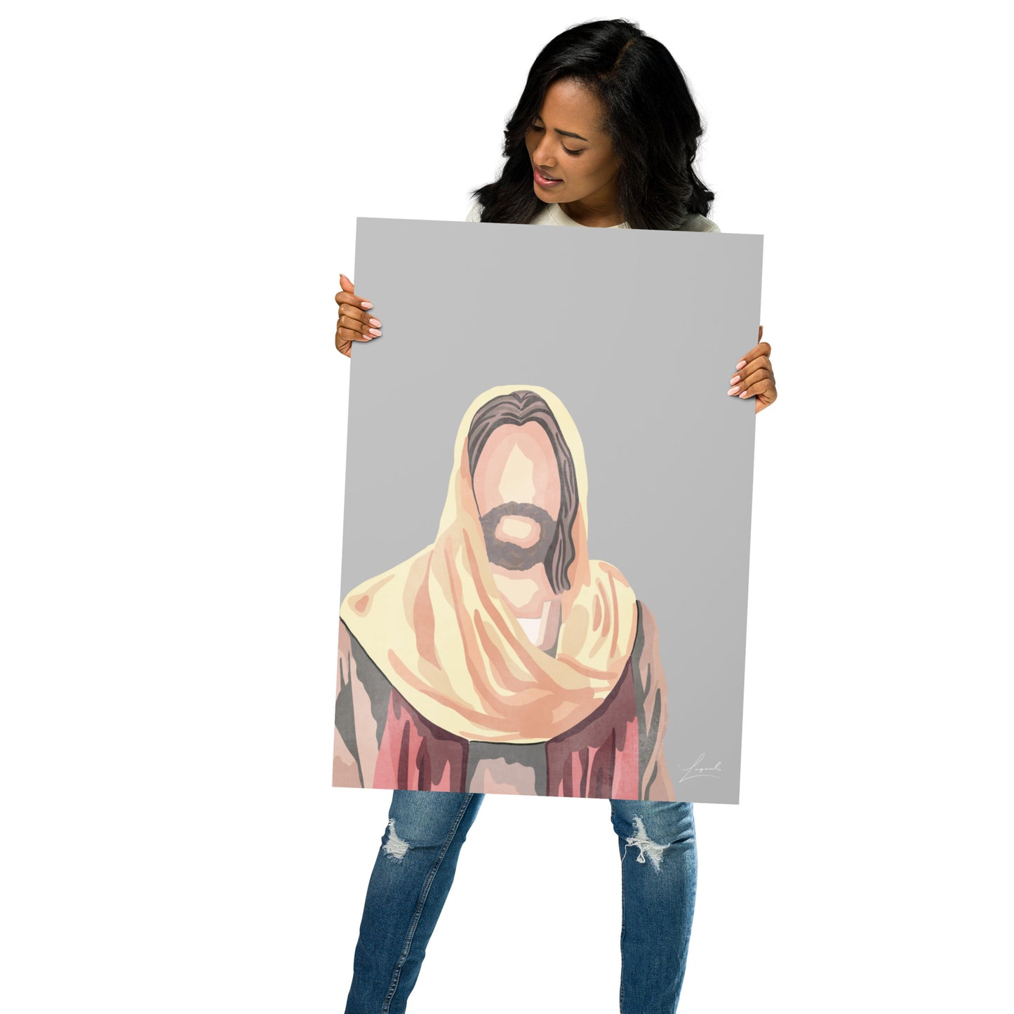 Face of Jesus Poster - Faith Art by Lagarto Art