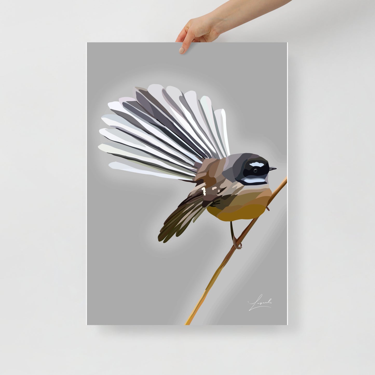 Poster of a Fantail - Abstract Wildlife - Lagarto Art