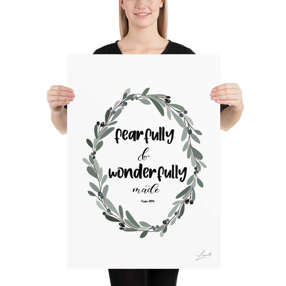 Fearfully Wonderfully Poster - Faith Art by Lagarto Art