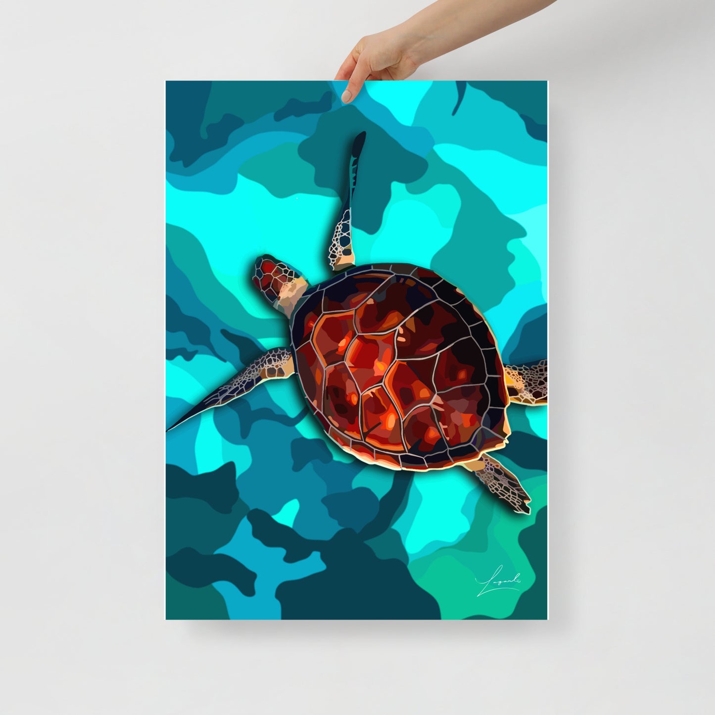 Poster of a Sea Turtle - Abstract Wildlife - Lagarto Art