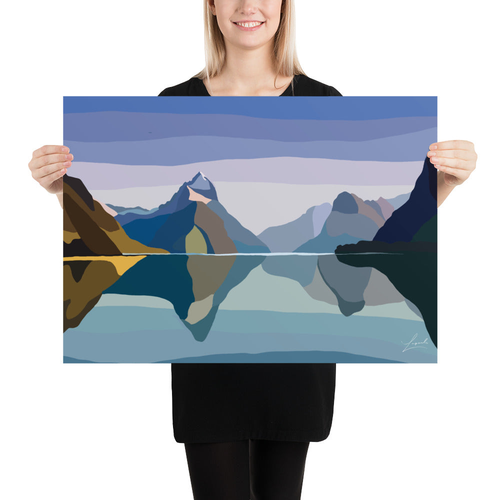 Poster of Milford Sound Fiordland New Zealand - Abstract Digital Landscapes - Lagarto Art