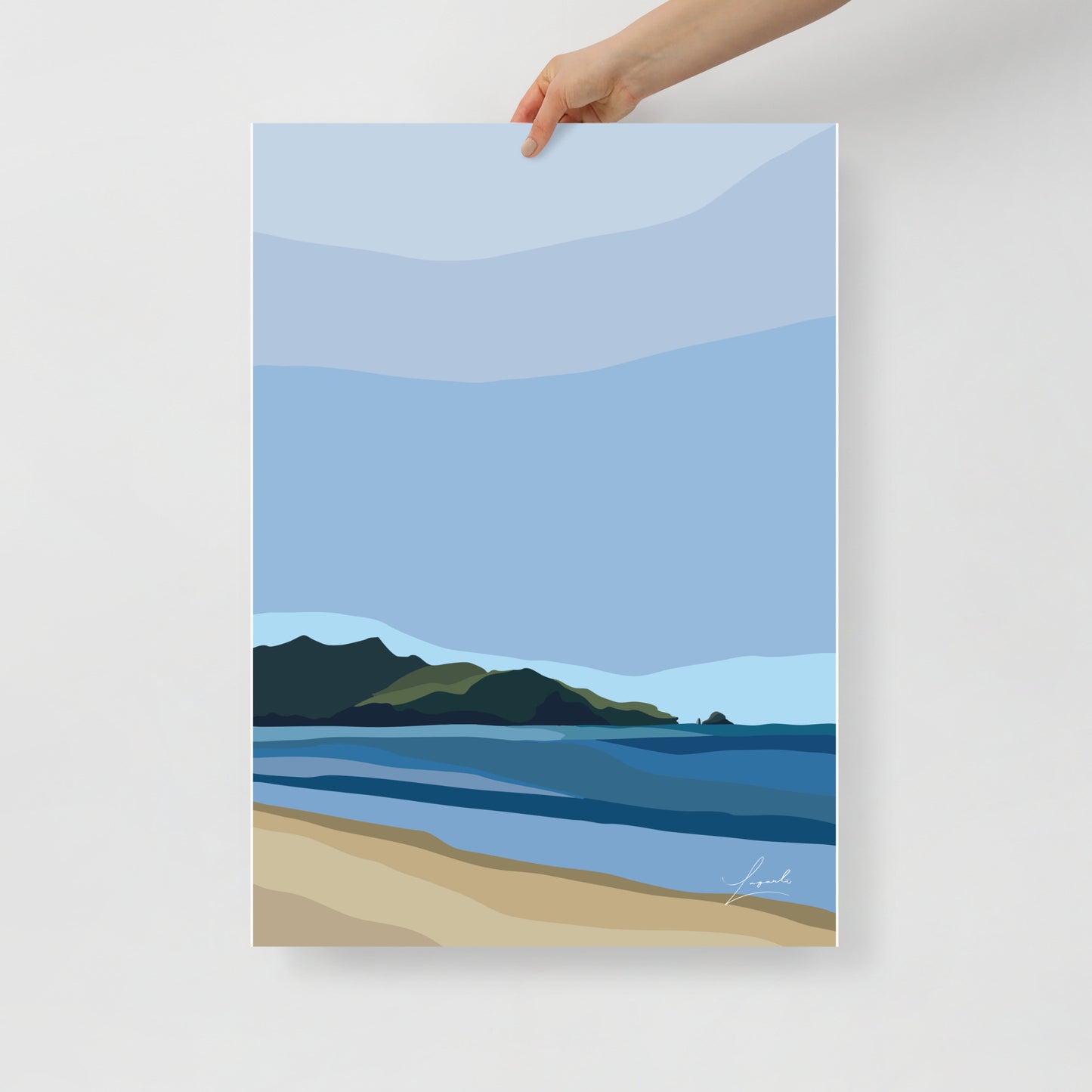 Poster of Simpsons Beach Coromandel New Zealand - Abstract Digital Landscapes - Lagarto Art