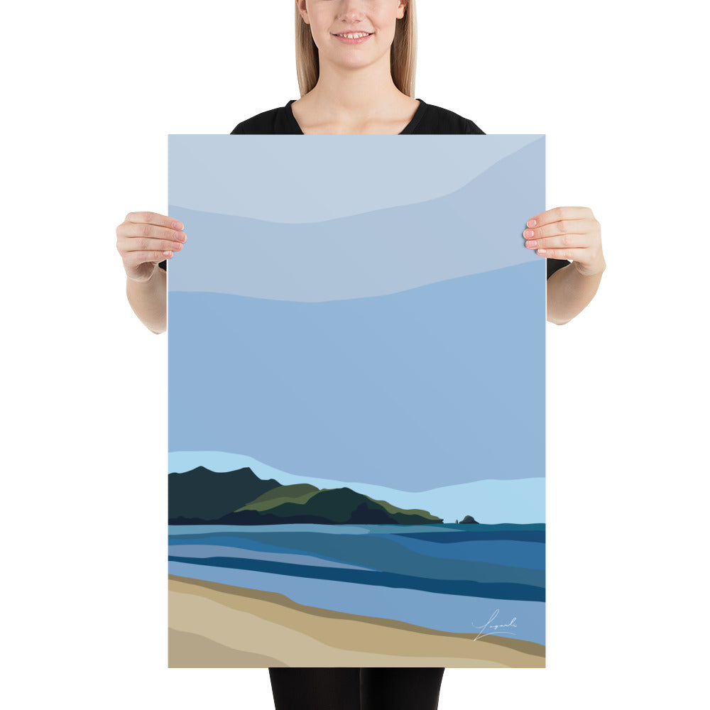 Poster of Simpsons Beach Coromandel New Zealand - Abstract Digital Landscapes - Lagarto Art