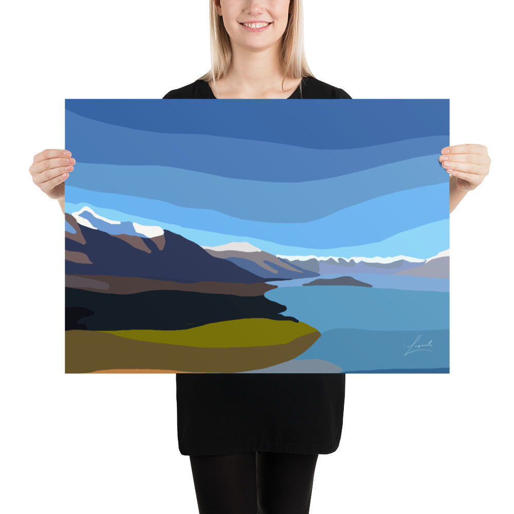 Poster of Queenstown New Zealand - Abstract Digital Landscapes - Lagarto Art